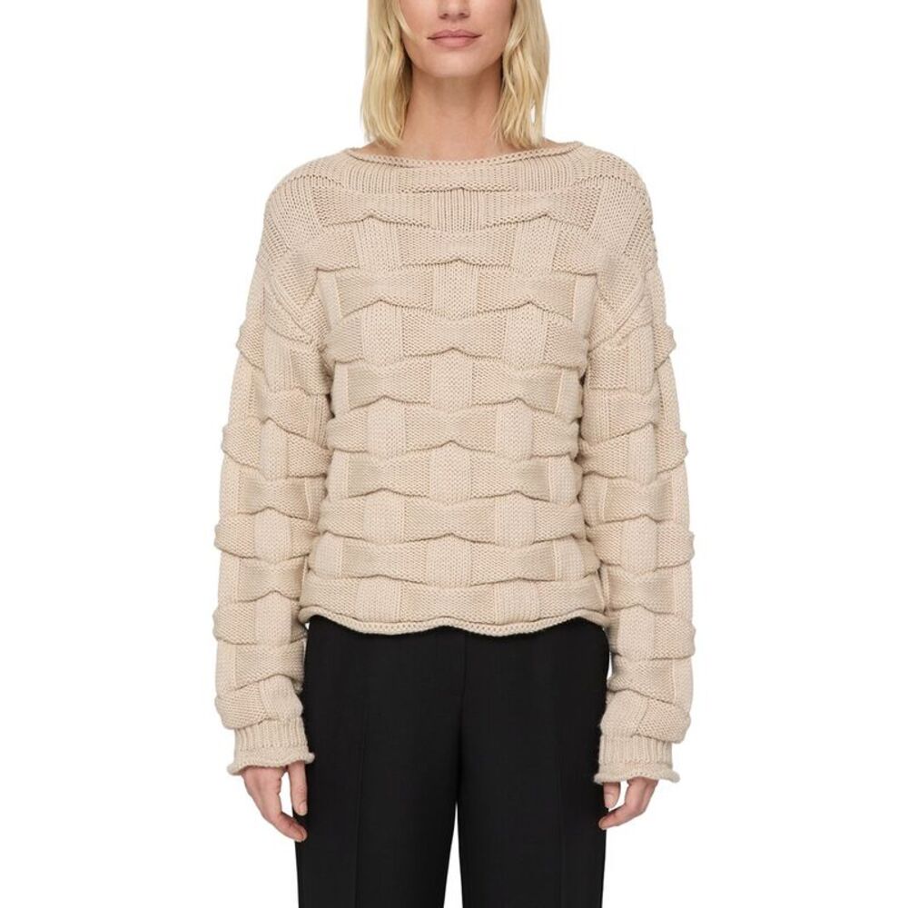 Lafayette 148 New York Womens Chunky Basket Stitch Bateau Neck Wool Sweater